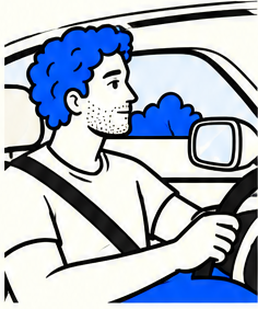 A man in the driver's seat